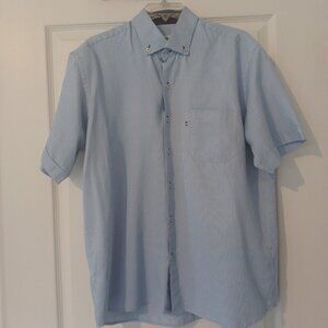 Lacoste Shirt Mens Size 42-43 XL Light Blue Button Up Short Sleeve Preppy
